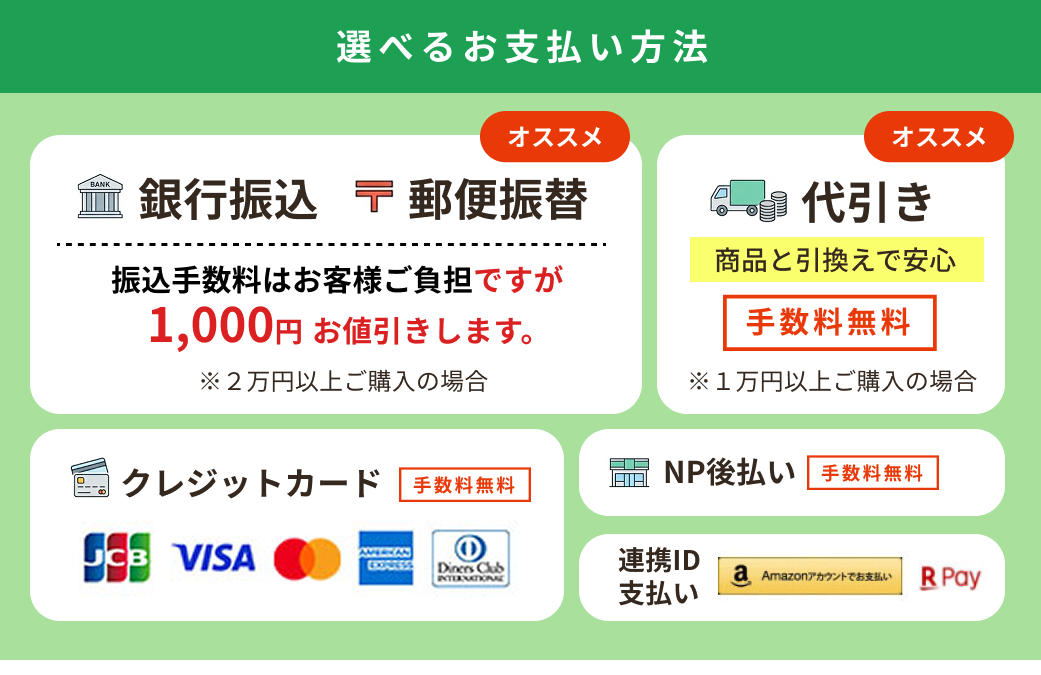 選べるお支払い方法の内容