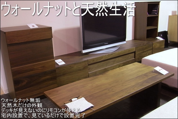 見た目は天然木だけのすっきりしたデザインのテレビボード