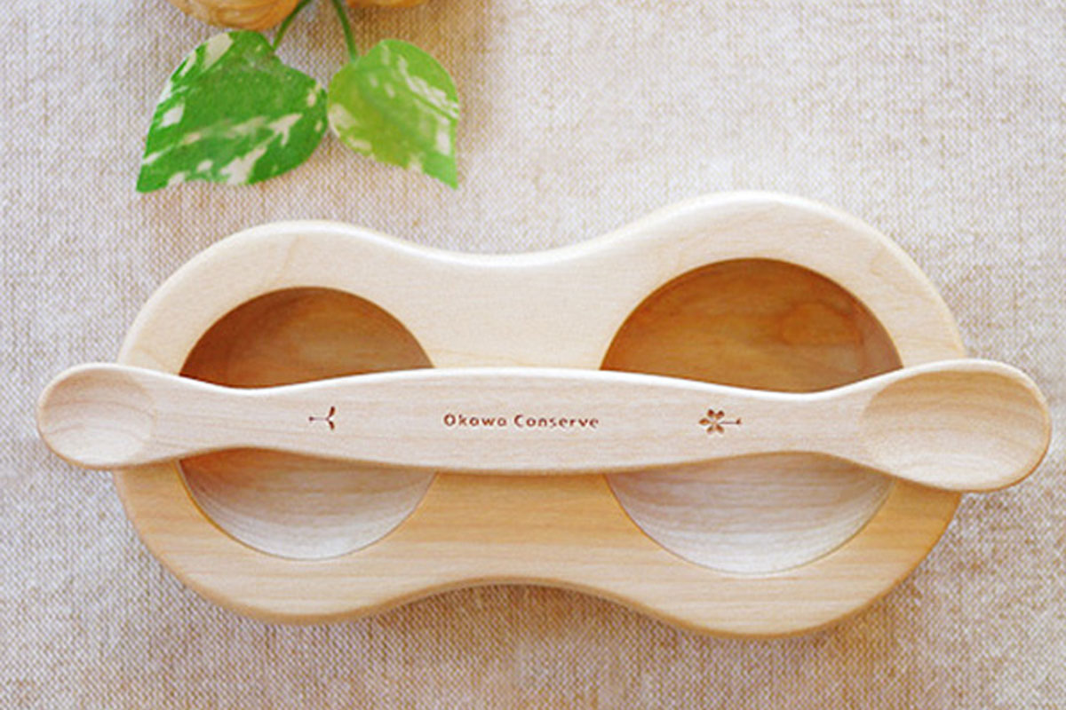 国産材使用米ぬかオイル塗装のファーストスプーンセット