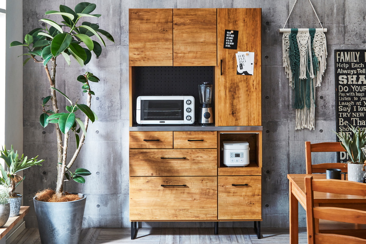 ステンレスカウンターのキッチンボードフィオーレ105cm幅