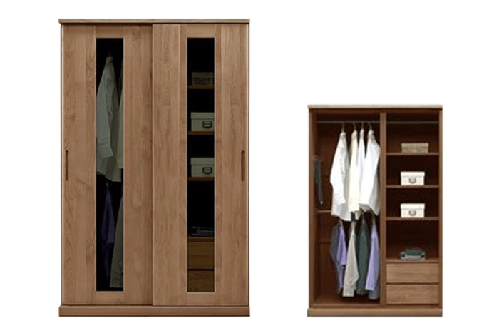 ハート　１２０スライドワードローブ（ブラウン）