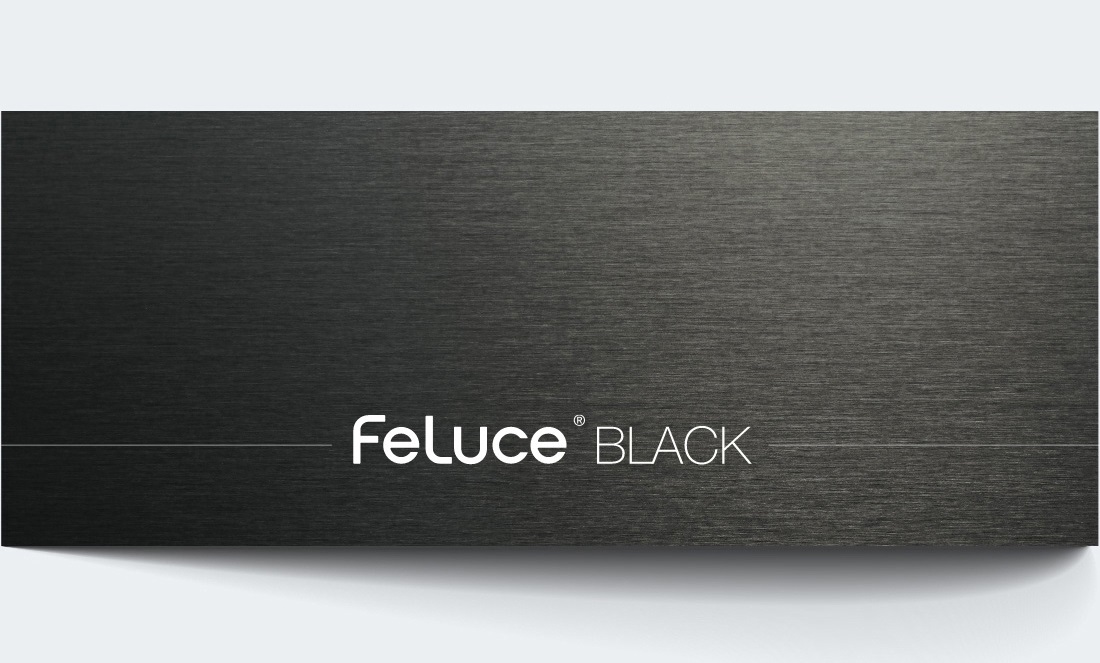 ステンレスの様な見た目で防汚性や防錆性に優れたカラー鋼板天板FeLuce