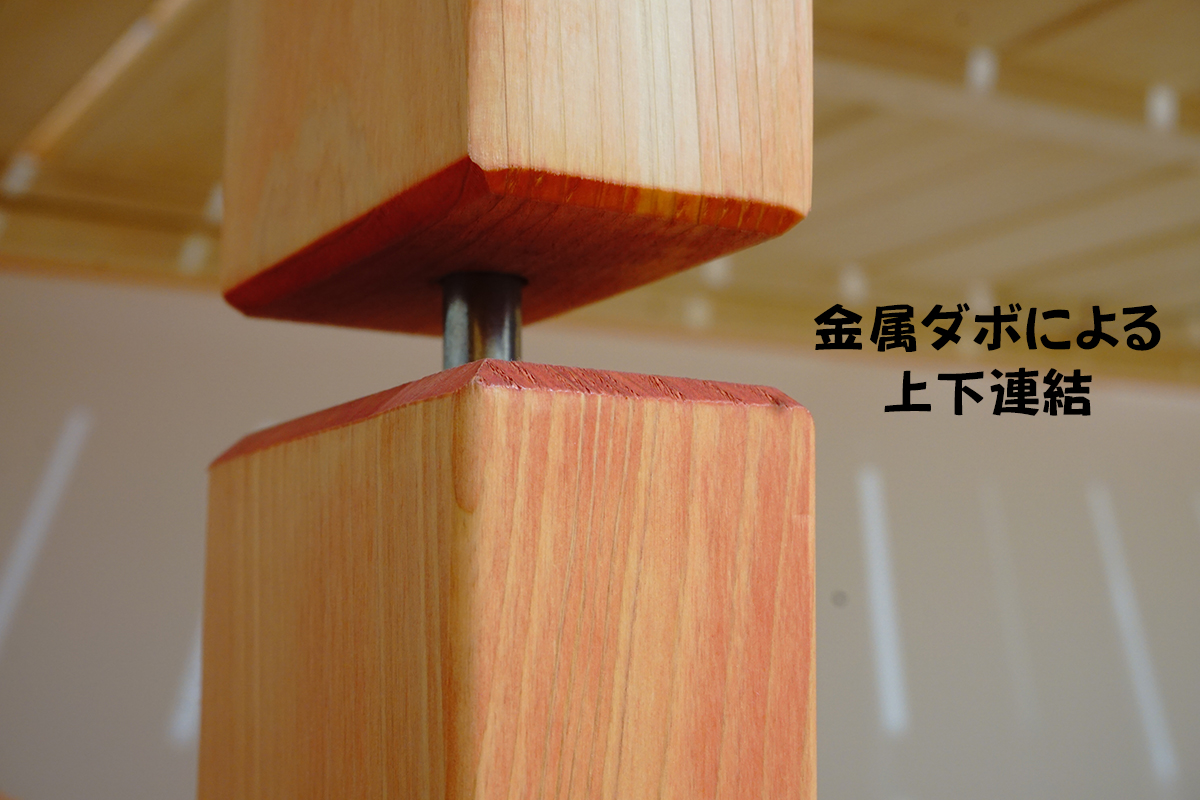 金属ダボによる上下連結