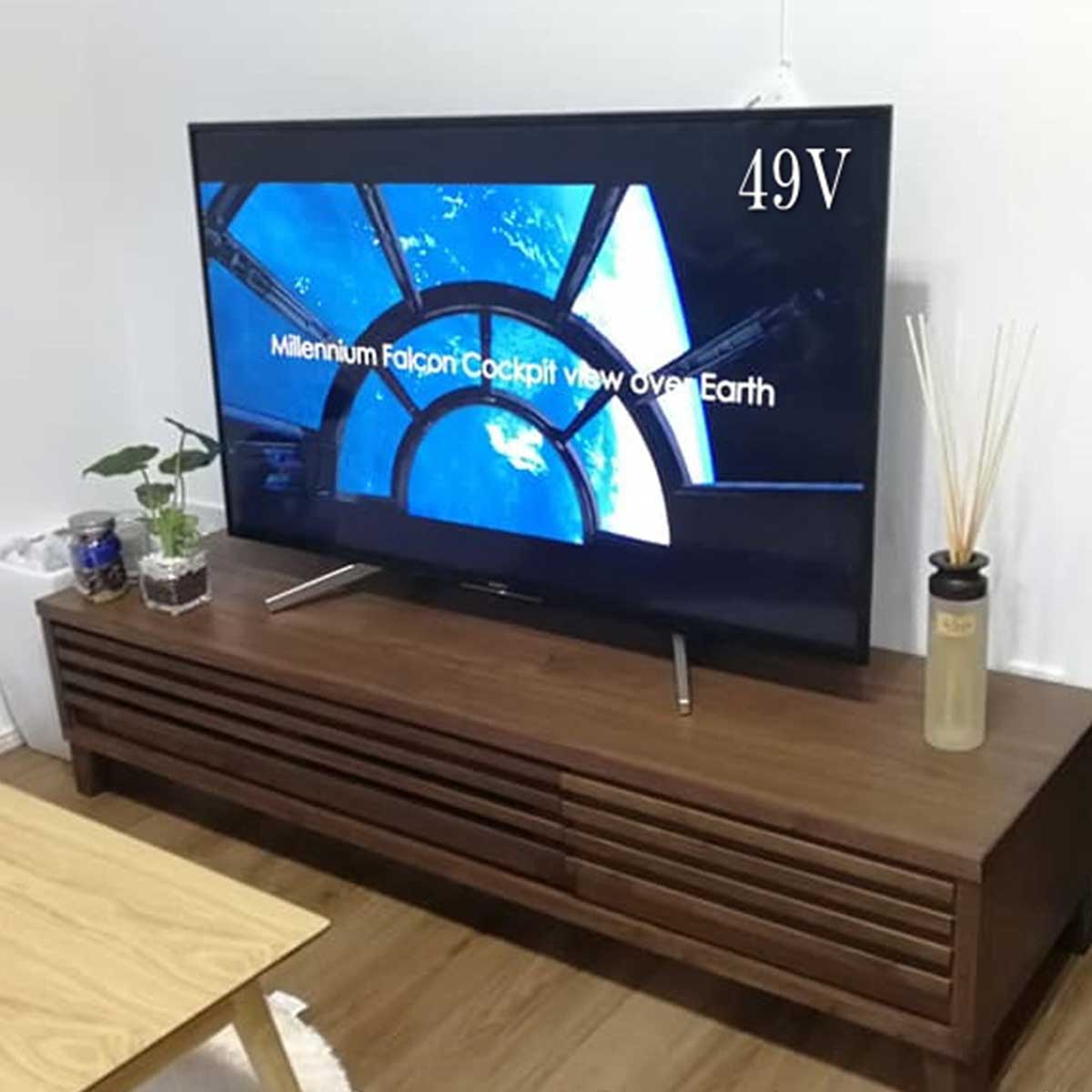 153センチ幅テレビボード「バジル」ウォールナット材は、お客様に納品させて頂いた商品写真を頂きました。