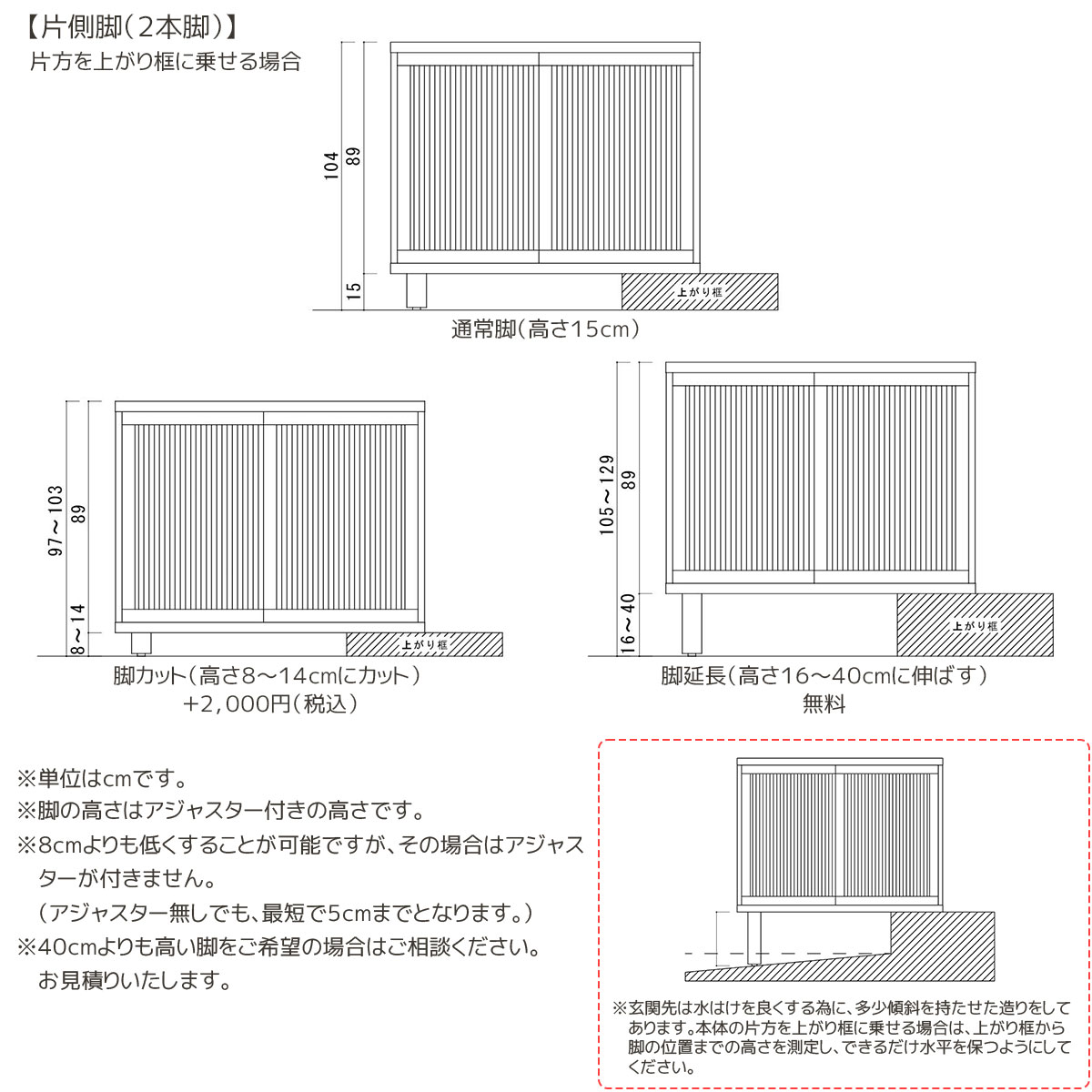 両側脚の設置例