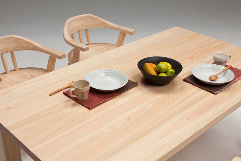 天板厚4センチダイニングテーブルTD150×90センチ 国産ヒノキ・イエロー 