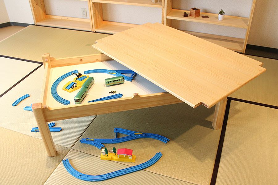 子供のひみつきちお片付けテーブル120(ひのき) | 大川家具ドットコム通販