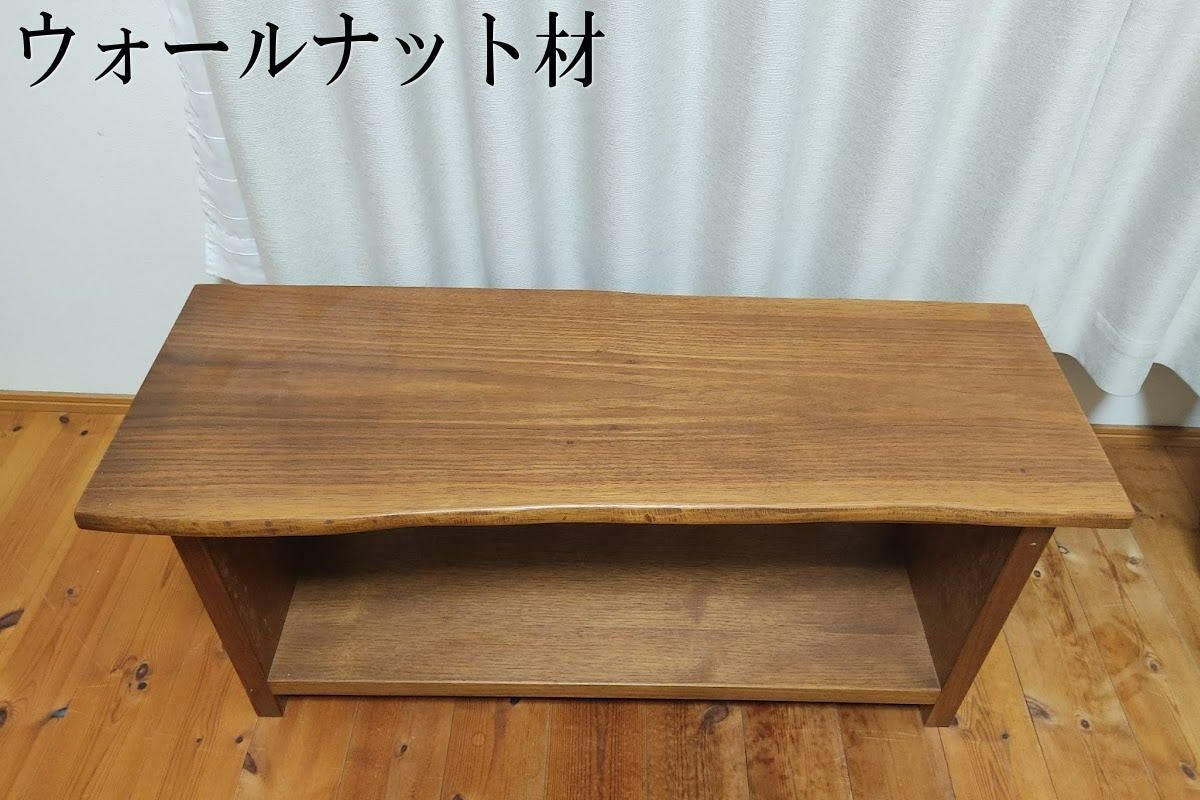 木製シンプルテレビ台 幅90 奥行約33~40 高さ40】無垢耳付き一枚板テレビ台(ブラックチェリー