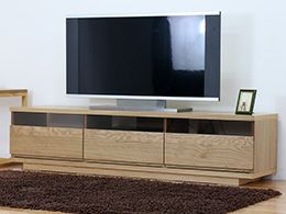 ワイド　テレビボード 大川家具】テレビボード 160cm幅 レイ ナチュラル/ブラウン [福山工芸
