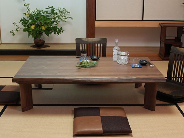 幅150×奥行90×高さ38(34)】ウォールナット天然縁こたつ花月150センチ幅