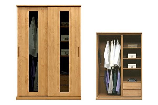 ハート　120スライドワードローブ(ナチュラル)