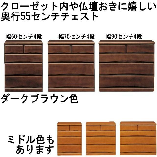 奥行55センチのワークスⅡ４段チェスト