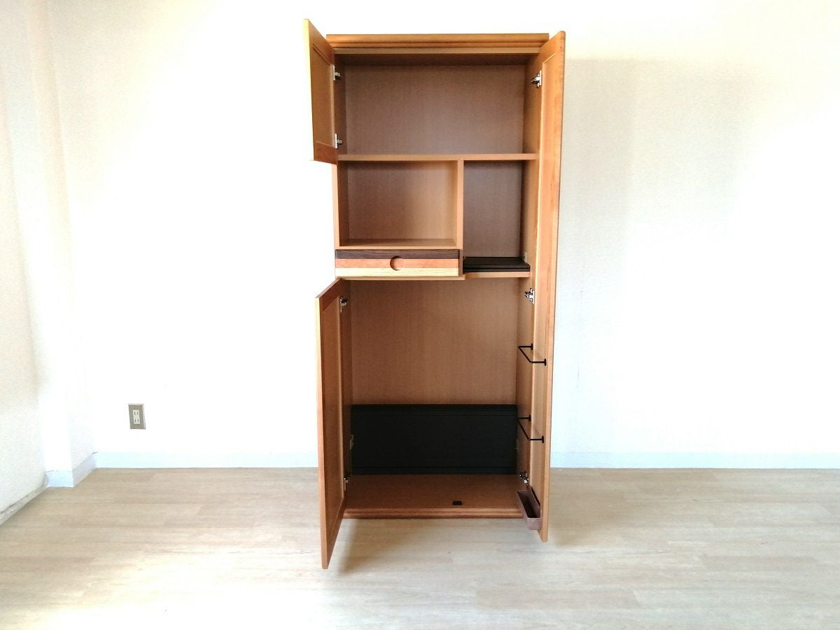 国産】引出しの3色の無垢材がアクセント。高級無垢材使用のパステル 75
