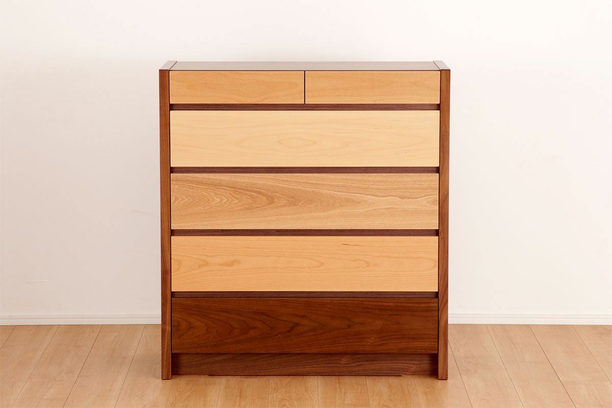 展示 美品 大川家具 Mobel メーベル チェスト 5段 整理タンス 幅90 マルチカラーチェスト メーベル幅90-5段 日本製 たんす : 大川家具