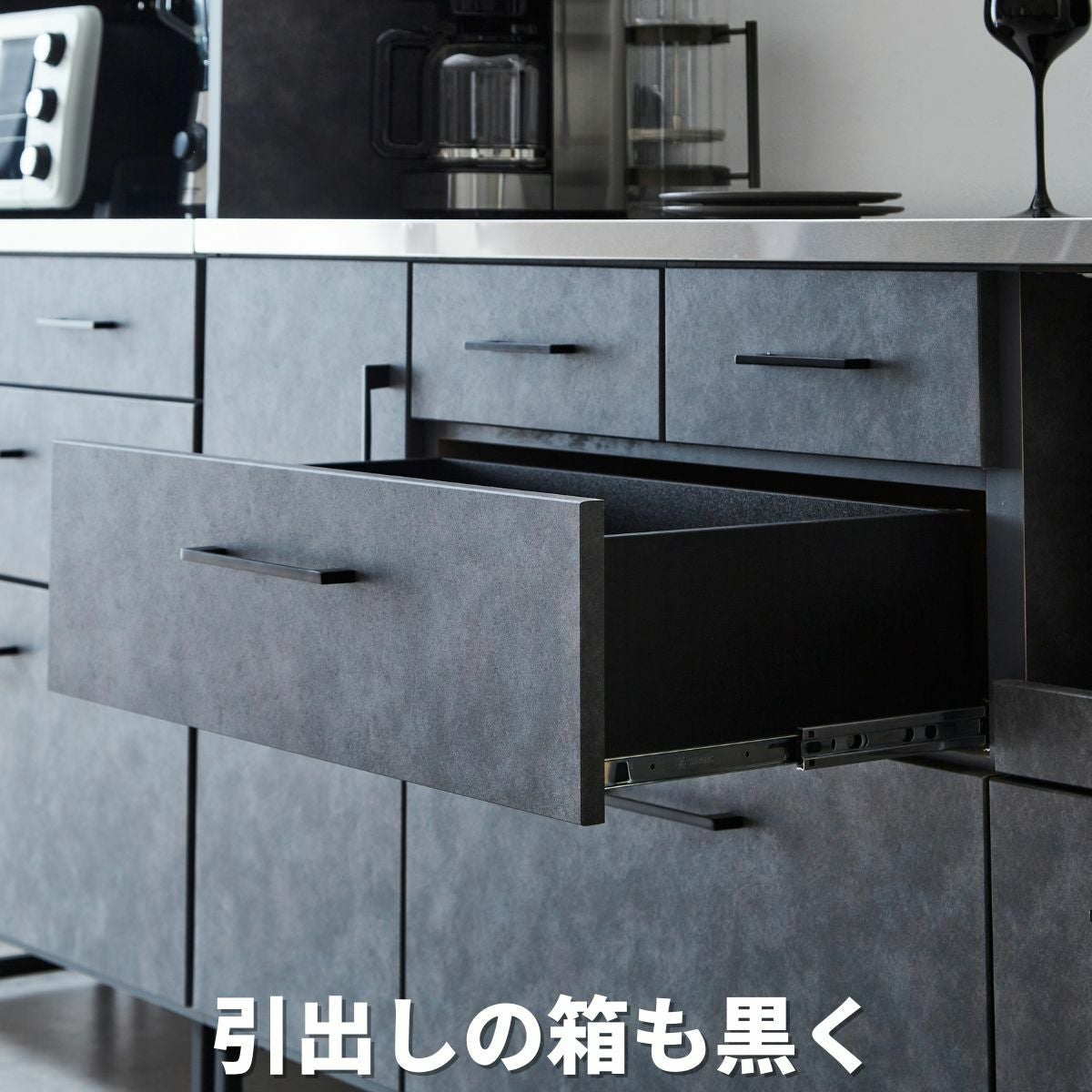 ステンレス天板作業台のキッチンカウンター140cm幅グレースタイル