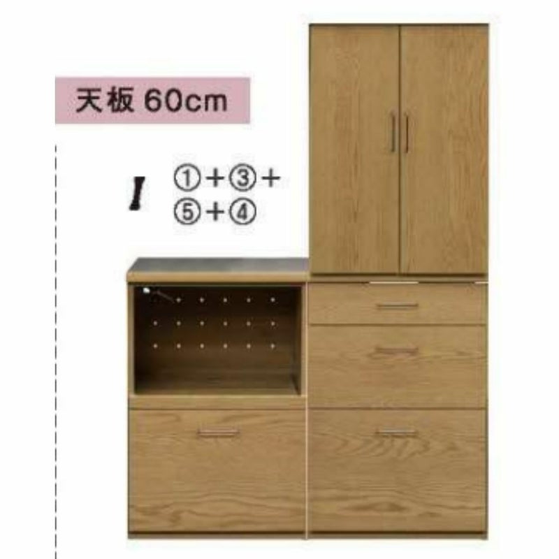 ステンレスとオークつき板キッチン収納120cm幅 | 大川家具ドットコム通販